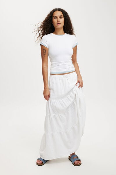 Saia - Haven Tiered Maxi Skirt, WHITE