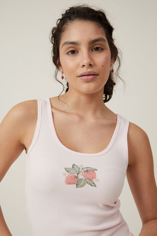 Graphic Scoop Neck Tank, STRAWBERRY BUNCH/ FLOSSY PINK