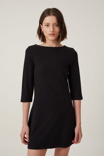 Bella Long Sleeve Mini Dress, BLACK