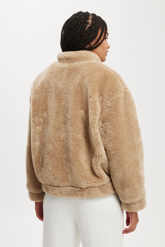 Teddy Bomber Jacket, STONE