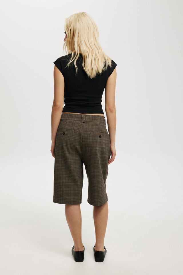 Relaxed Suiting Capri Pant, BROWN CHECK