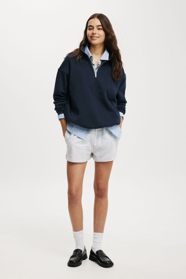 Classic Oversized Half Zip Sweatshirt, INK NAVY