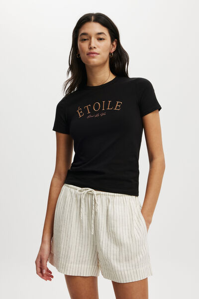 Fitted Graphic Longline Tee, ETOILE/BLACK