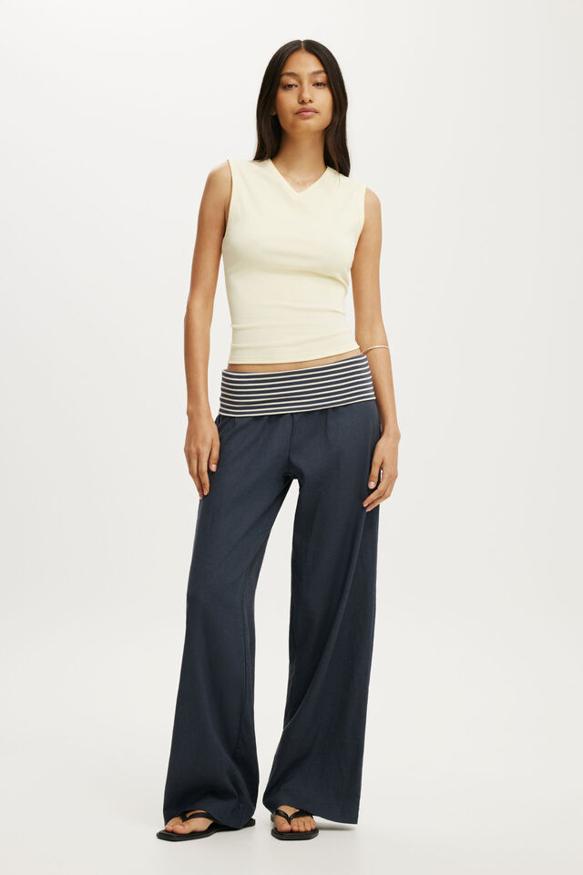 Haven Fold Over Pant, INK NAVY / STRIPE