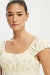 Tie Back Babydoll Top, THEA DITSY VANILLA GLOW - example image 4