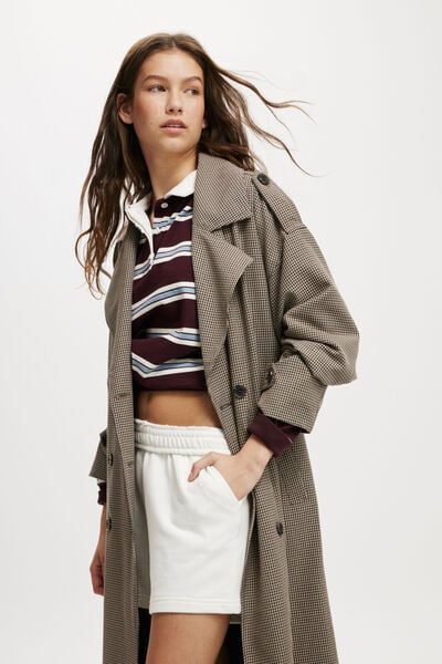 Lottie Check Trench Coat, BLACK BROWN CHECK