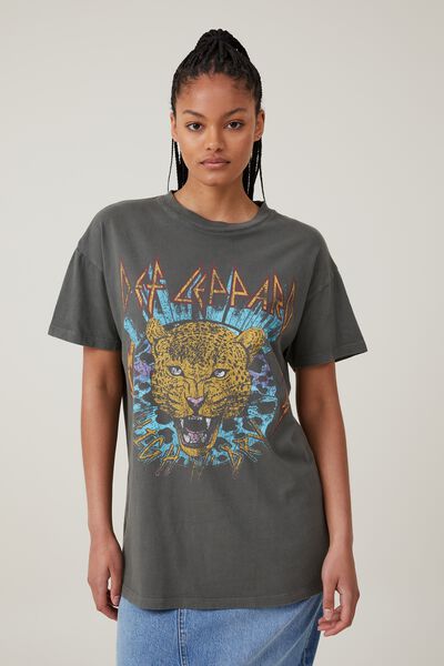 The Oversized Graphic License Tee, LCN BR DEF LEPPARD HIGH N DRY/SLATE