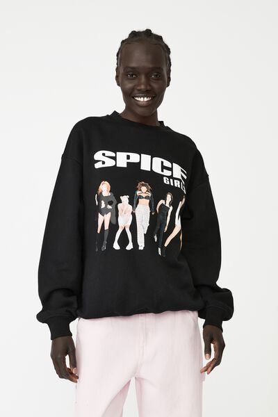 Spice Girls Crew Sweatshirt, LCN BRA SPICE GIRLS/BLACK