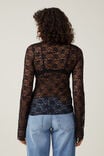 Camiseta - Shae Spliced Lace Long Sleeve Top, BLACK - vista alternativa 3