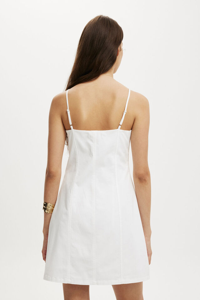 Seam Detailed Mini Dress, WHITE