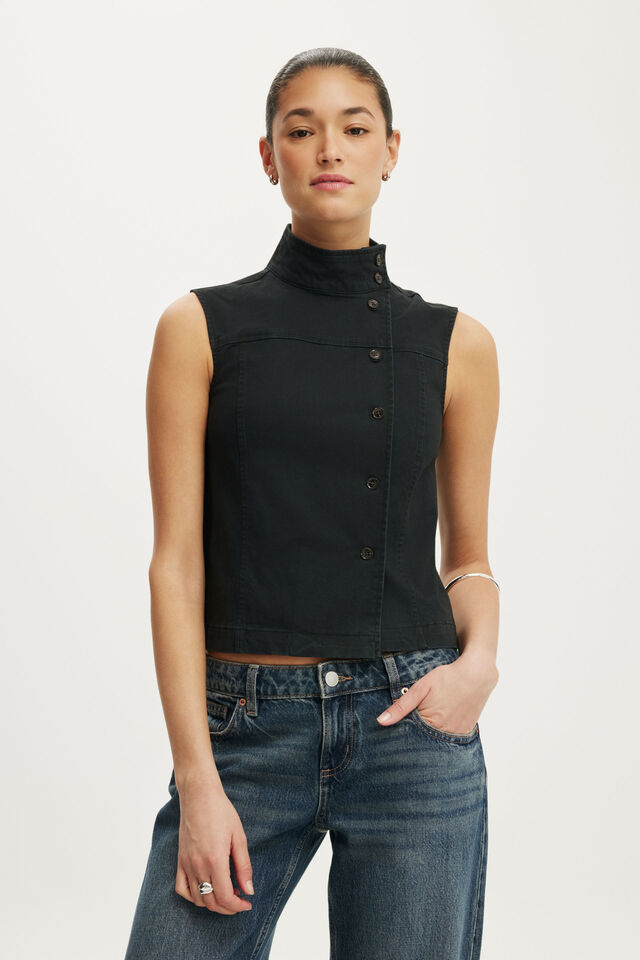 Frankie Funnel Neck, BLACK
