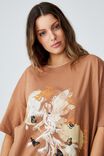 Oversized Graphic T Shirt Dress, BUTTERFLY FAIRY/SOFT CAMEL
