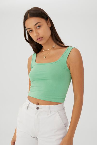 Andie Thick Strap Tank, SUNFADED GREEN