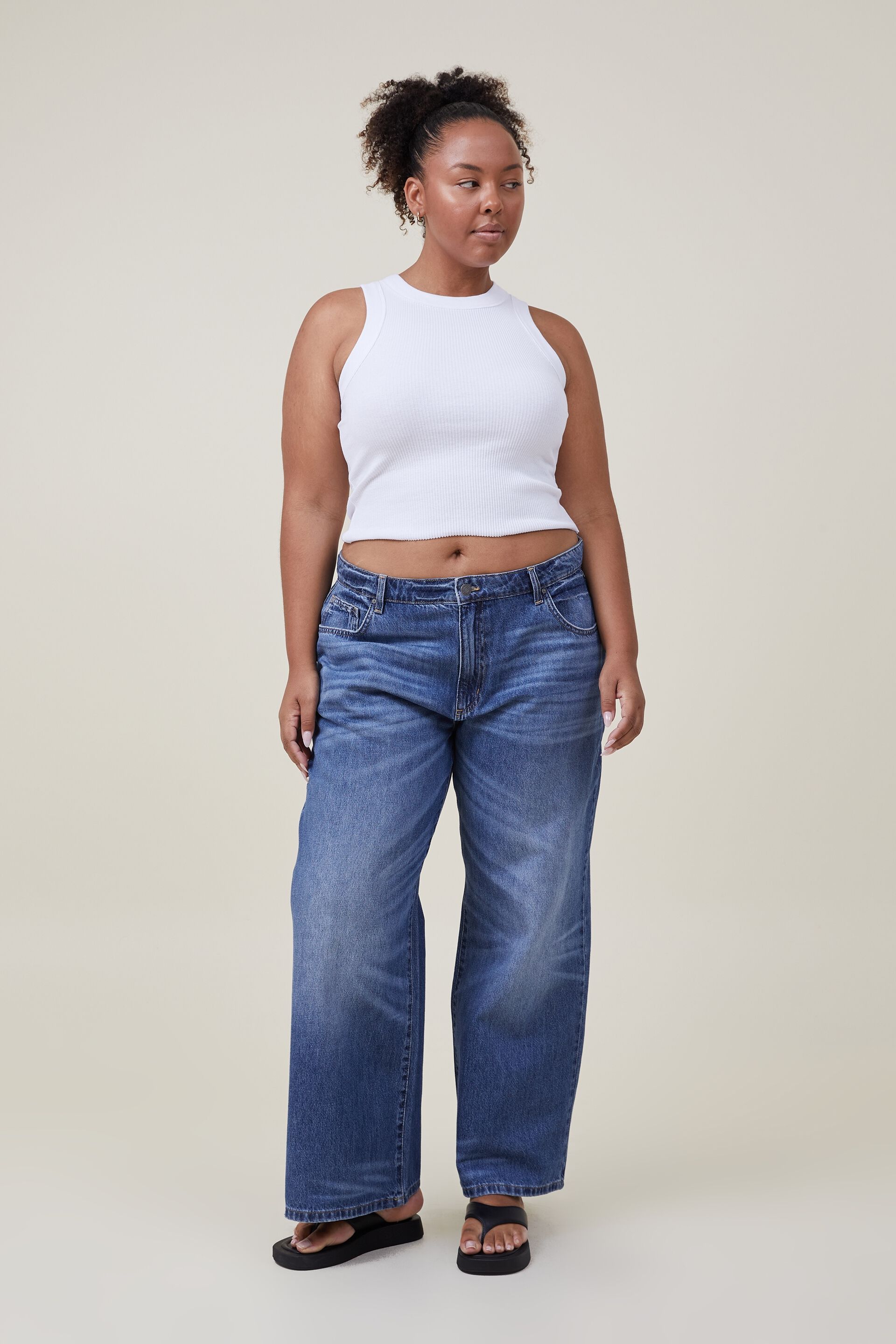 Wide-leg jeans with belt - PULL&BEAR