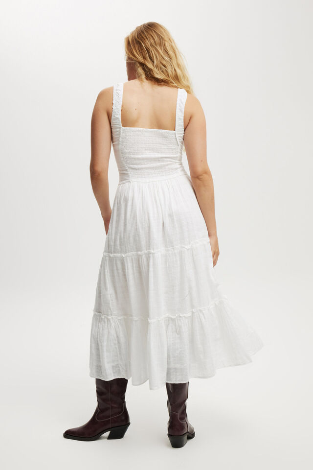 Aria Corset Detail Maxi Dress, WHITE