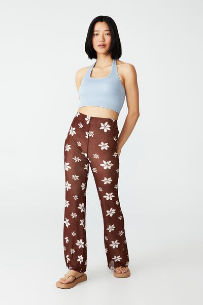 Petite Pull On Flare Pant, LOTTE FLORAL DESERT BROWN