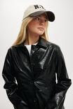 Croc Faux Leather Longline Jacket, BLACK - alternate image 4