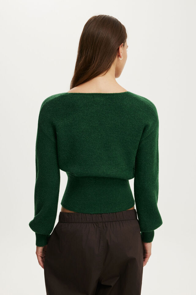Softest Luxe Mock Wrap Knit, HERITAGE GREEN