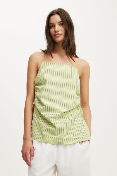 Ella Square Neck Cami, PIXIE GREEN STRIPE