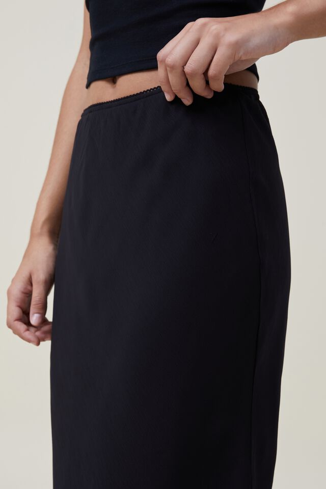 Chiffon Slip Skirt, BLACK