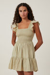Bianca Flutter Sleeve Mini Dress, DESERT SAGE - alternate image 1