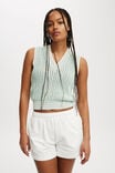 Seaspray V-Neck Vest, AQUA/WHITE - alternate image 1