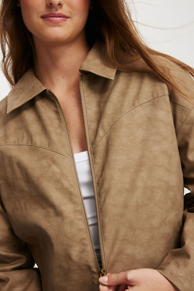 River Faux Suede Jacket, TAN