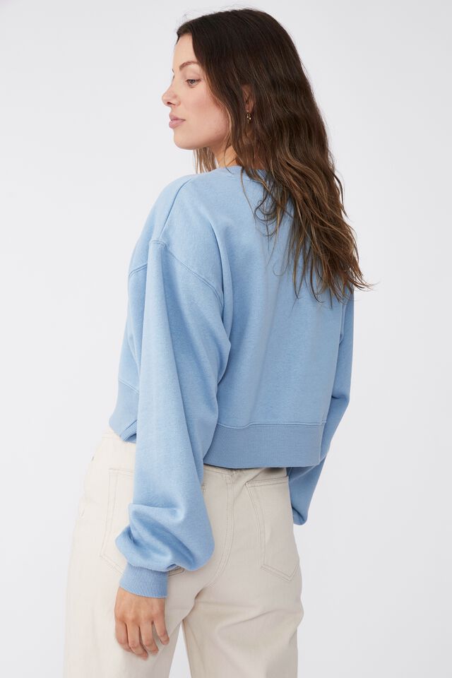 Classic Graphic Cropped Sweatshirt, BUFFALO MOUNTAIN/ SKY BLUE