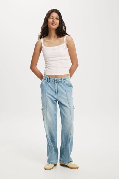 Cargo Wide Jean Asia Fit, CLOUD BLUE