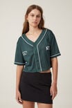 Chopped Jersey Baseball Shirt, MANHATTEN 29/ PINE FOREST GREEN - alternate image 1
