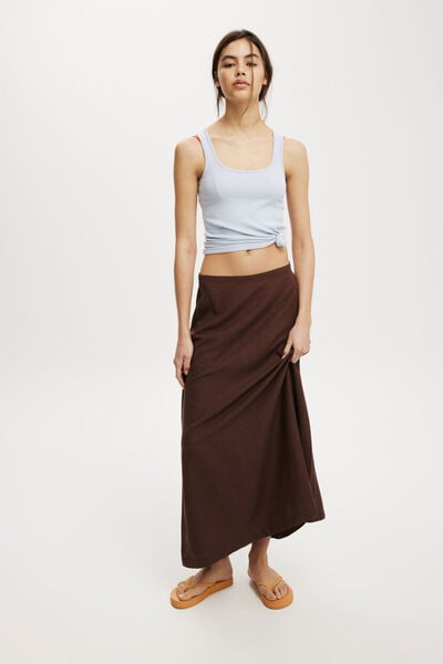 Haven Maxi A-Line Skirt, CHOCOLATE