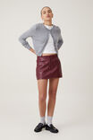 Faux Leather Mini Skirt, DEEP CHERRY - alternate image 2