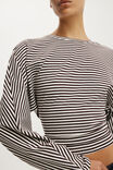 Blair Batwing Long Sleeve, MADI STRIPE DARK OAK/VINTAGE WHITE - example image 4