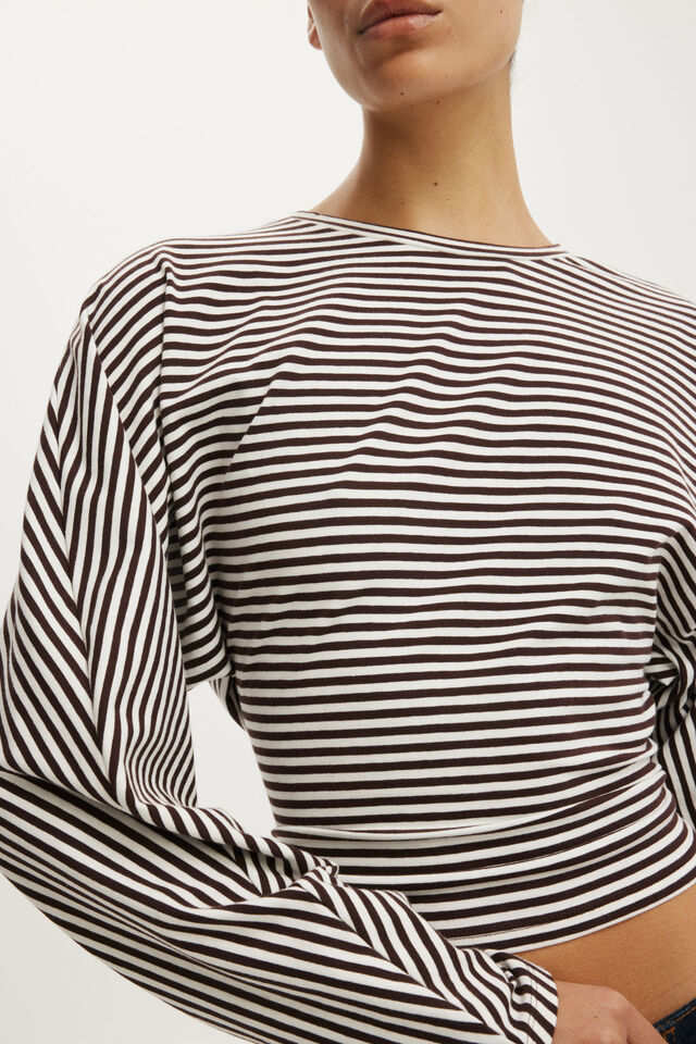 Blair Batwing Long Sleeve, MADI STRIPE DARK OAK/VINTAGE WHITE