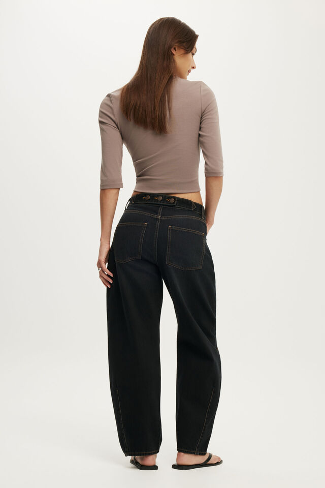 Mid Rise Barrel Jean, DRIFT BLACK