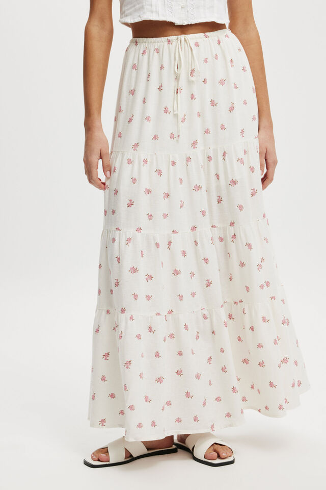 Haven Tiered Maxi Skirt, SULLY DITSY PORCELAIN