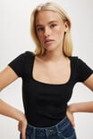 Byron Square Neck Short Sleeve, BLACK - alternate image 4