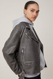 Roman Faux Leather Biker Jacket, WASHED GREY - alternate image 1