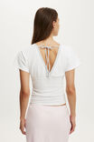 Benni Cinched Vee Tee, WHITE/GREY MARLE - example image 3