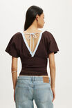 Benni Cinched Vee Tee, DARK OAK/SEASIDE BLUE - example image 3