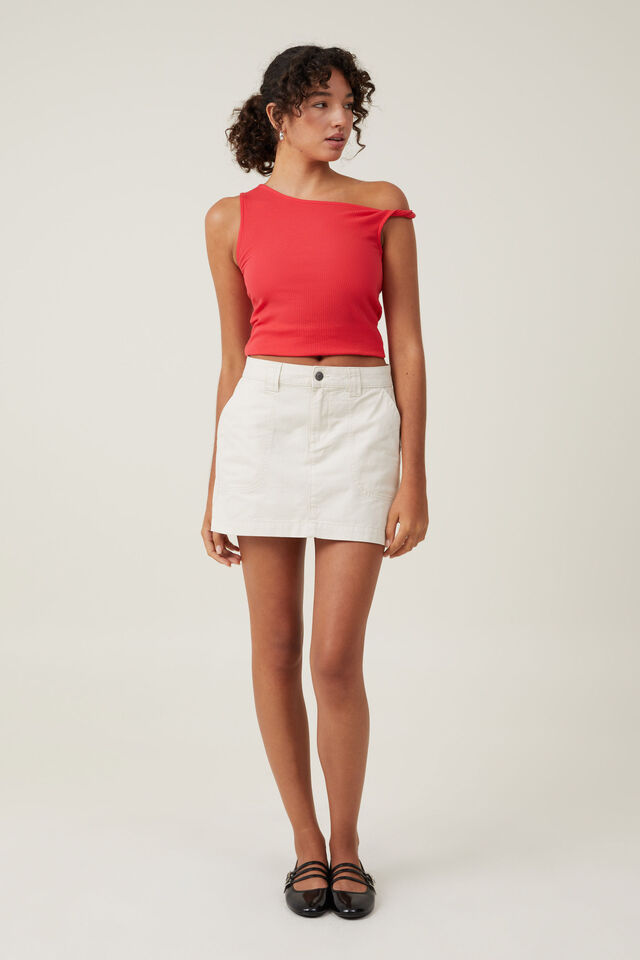 Morgan Utility Chino Mini Skirt, COCONUT