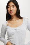 Sarah Rosette Square Neck Long Sleeve, GREY MARLE - example image 4