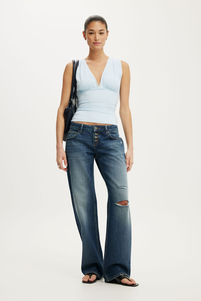 Hold Me Gathered V Tank, SEASIDE BLUE