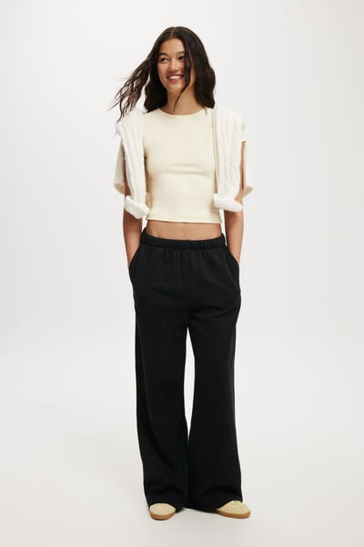 Classic Wide Leg Sweatpant, BLACK