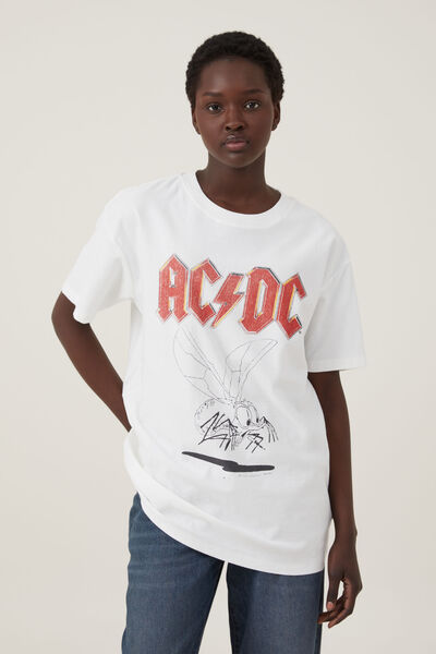 The Oversized Band Tee, LCN PER ACDC FLY ON THE WALL/VINTAGE WHITE