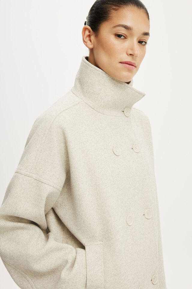 Funnel Neck Coat, OATMEAL