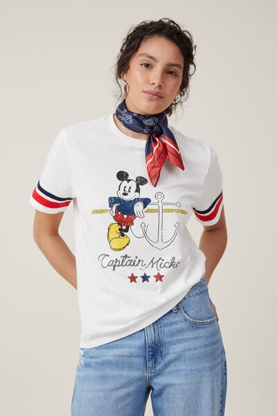 Mickey Regular Fit Lcn Graphic Tee, LCN DIS CAPTAIN MICKEY/ VINTAGE WHITE