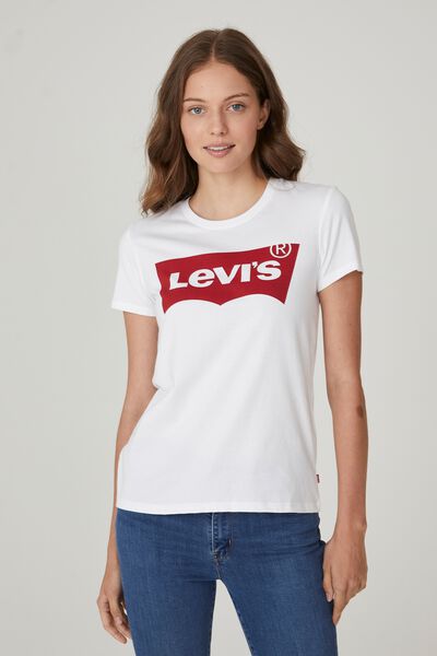 Levis Perfect Graphic Tee, LARGE BATWING WHITE