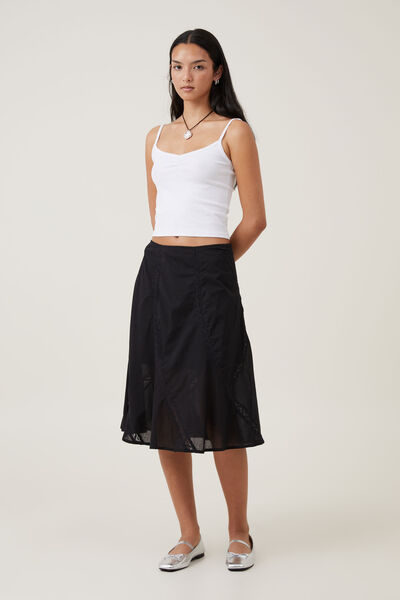 Nova Midi Skirt, BLACK