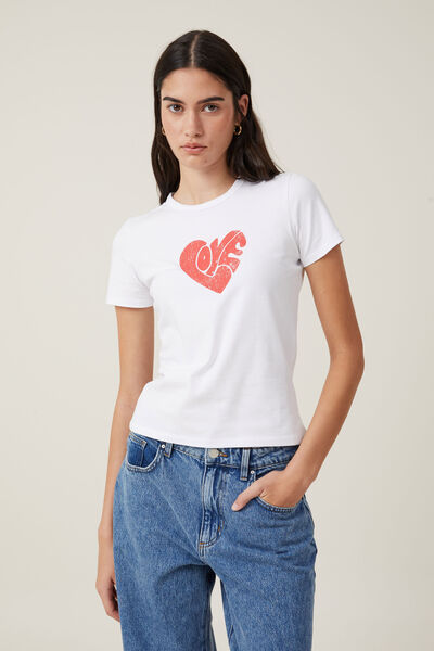 Fitted Graphic Longline Tee, LOVE/WHITE